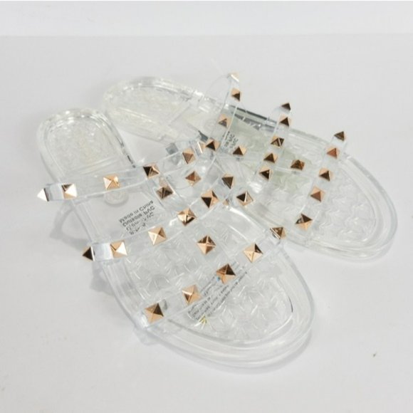 Olivia Miller Milos Island Jelly Slide Sandals Clear -6 - Picture 5 of 7